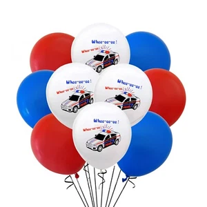 12 Pack MIX Police Car Latex Party Balloons Cop Policeman Decor Plain Blue & Red - Picture 1 of 2