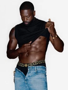 NWT Versace Greca Stretch Cotton Long Trunks- Black/Gold Size 7 (EU XXL/ USA XL) - Picture 1 of 9