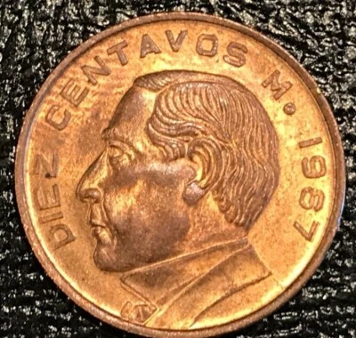 HIGH GRADE AU 1967 MEXICAN MEXICO 10 CENTAVOS COIN-JUL011 - Image 1 of 2