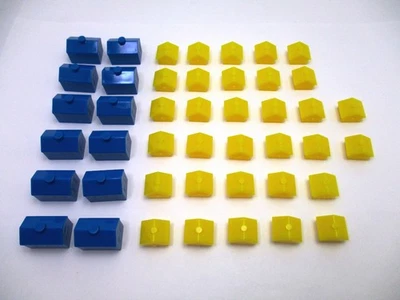 SIMPSONS Monopoly Replacement Parts Pieces 12 Blue Hotels 32 Yellow Houses - Image 1 of 4