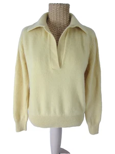 Maglione pullover AYR donna XS giallo 100% cashmere manica lunga colletto scollo V - Foto 1 di 14