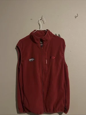 DRAKE WATERFOWL ARKANSAS RAZORBACKS RED FLEECE WINDPROOF VEST MENS S SMALL - Image 1 of 4
