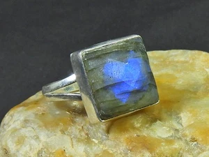 Natural Labradorite 925 Sterling Silver Octagon Handmade Vintage Ring US-8.5 f56 - Bild 1 von 10