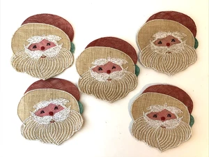 Navidad 5 Posavasos Papá Noel, Tejido 5.5" Juego de 5 - Imagen 1 de 4