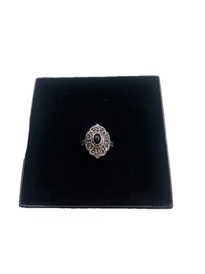 Anello Vintage Donna In Argento 925 Con pietra Opale Nero  Diam.mm.17,3 / 14,5 - Immagine 1 di 4