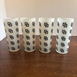 4 ganci di ancoraggio vintage MCM neri quadrati geometrici vetro smerigliato alto barware usati in ottime condizioni - Foto 1 di 7