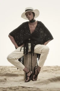 Chapeau blanc soleil mentonnière BRUNELLO CUCINELLI avec garniture Monili taille S - Photo 1/6