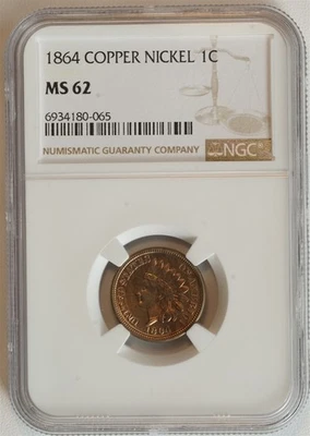 1864 Indian Head Copper Nickel Small Cent MS 62 NGC 1C - Image 1 of 4