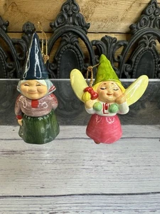 Unieboek Gnomo Hada Navidad Adorno Vacaciones Estatuilla Lote de 2 De Colección - Imagen 1 de 5