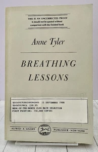Anne TYLER / Breathing Lessons Uncorrected Proof 1st 1988, BOMC, 1 of 150K, VG - Imagen 1 de 6
