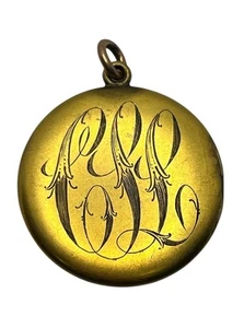 Victorian round engraved gold filled locket pendant for necklace vintage - Picture 1 of 15