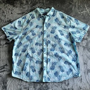 Blue Synrgy Button Up Hemd Herren 2XL Kurzarm Hawaii Ananas Baumwolle - Bild 1 von 9