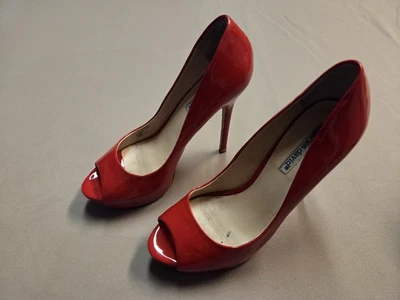 Tacones de plataforma Charles David charol rojo punta abierta 7,5 hechos en Italia  Foto 1 de 4