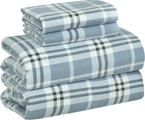 4 Stück 100% Baumwolle Flanell Bettwäsche Queen Size Bett Set - warm & extra weich - tief - Bild 1 von 9