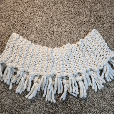 Free People Chunky Knit Fringe Cowl Scarf Woven Thick Bohemian Winter Fall OS - Image 1 of 4