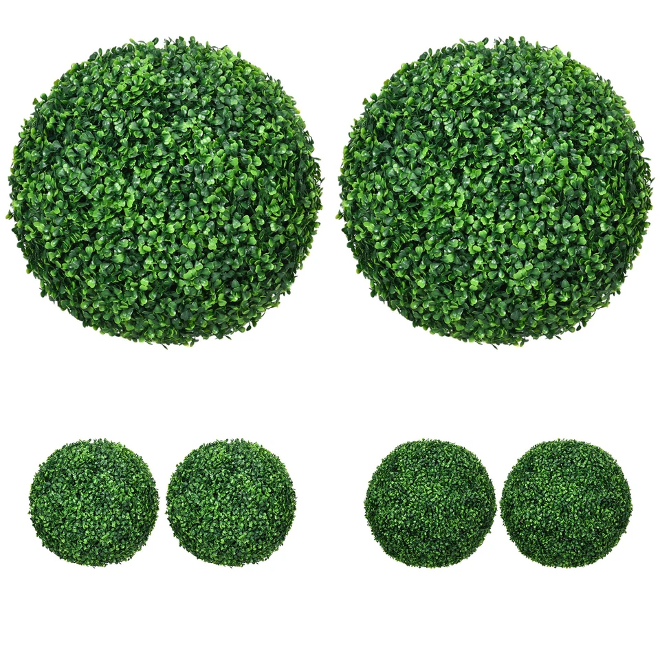 HOMCOM Set 2 Piante Finte Sfera di Bosso per Interno ed Esterno Verde - Immagine 1 di 1