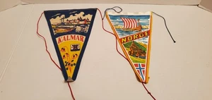 (2) Vintage Pennants - KALMAR & NORGE as shown - Picture 1 of 2