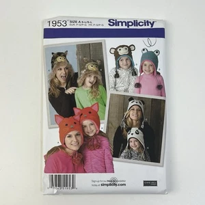 Simplicity 1953 manque chapeaux filles motif non coupé chat panda hibou singe grenouille artisanat - Photo 1/2