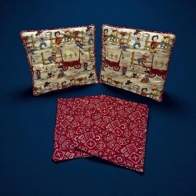 Lil Cowpokes Cowboys 2 almohadas y 2 fundas de almohada con estampado de bandana roja de colección Foto 1 de 4