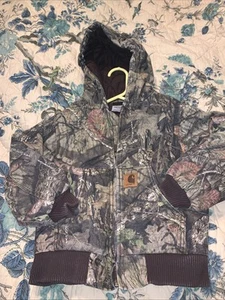 Carhartt Realtree Hooded Camo Jacket Quilt Lining Canvas Youth Kids Size XXS 4-5 - Picture 1 of 9