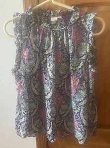 Blusa sin mangas Gap colorida con volantes ligera transparente talla M - Imagen 1 de 4