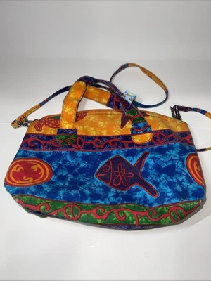 Bolso Hobo Playa Lona Sol N Arena Vintage Pez Tortuga Boho Hippie Brillante Foto 1 de 4