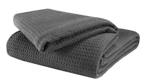 100% Cotton Thermal Bed Blanket, Twin Size, Soft Waffle, All Season, - Picture 1 of 8