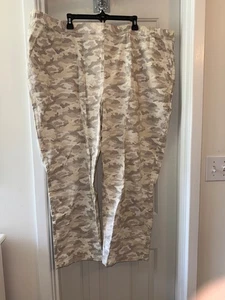 DENIM & CO Reg EasyWear Twill straight Leg Pants STONE CAMO sz 4X - Picture 1 of 2