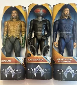 NUEVO 3 Aquaman 12 pulgadas DC figura de acción, Aquaman, manta negra, traje sigiloso - Imagen 1 de 5