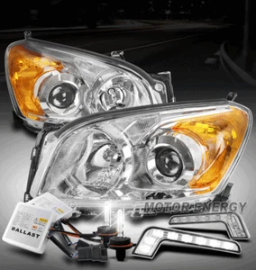 FOR 09-12 TOYOTA RAV4 PROJECTOR CHROME HEADLIGHT LAMP W/LED DRL SIGNAL+6000K HID - Bild 1 von 4