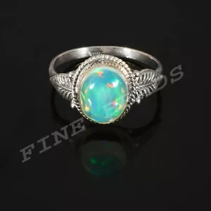 Anello opale etiope - argento sterling 925 - anello naturale - opale multi fuoco RG-1009 - Foto 1 di 12