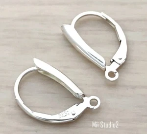 4pcs Shield Leverback Sterling silver Lever Back with open ring E83s - Picture 1 of 3