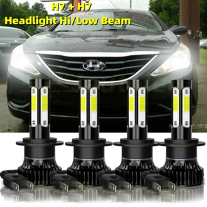 Bombillas combo de faros LED H7 6000 K blanco frío para Hyundai Sonata 2011-2014 4 piezas - Imagen 1 de 12