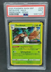 Pokemon PSA 9 MINT Decidueye SWSH035 Darkness Ablaze STAFF Prerelease Promo 1241 - Picture 1 of 2