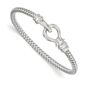 Platinum Sterling Silver Horse Shoe Cable Cuff Woven Bangle Bracelet New Gift