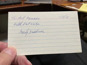 Marty Friedman, Basketball Pioneer, HOF 1972, Signed Index Card - Picture 1 of 2