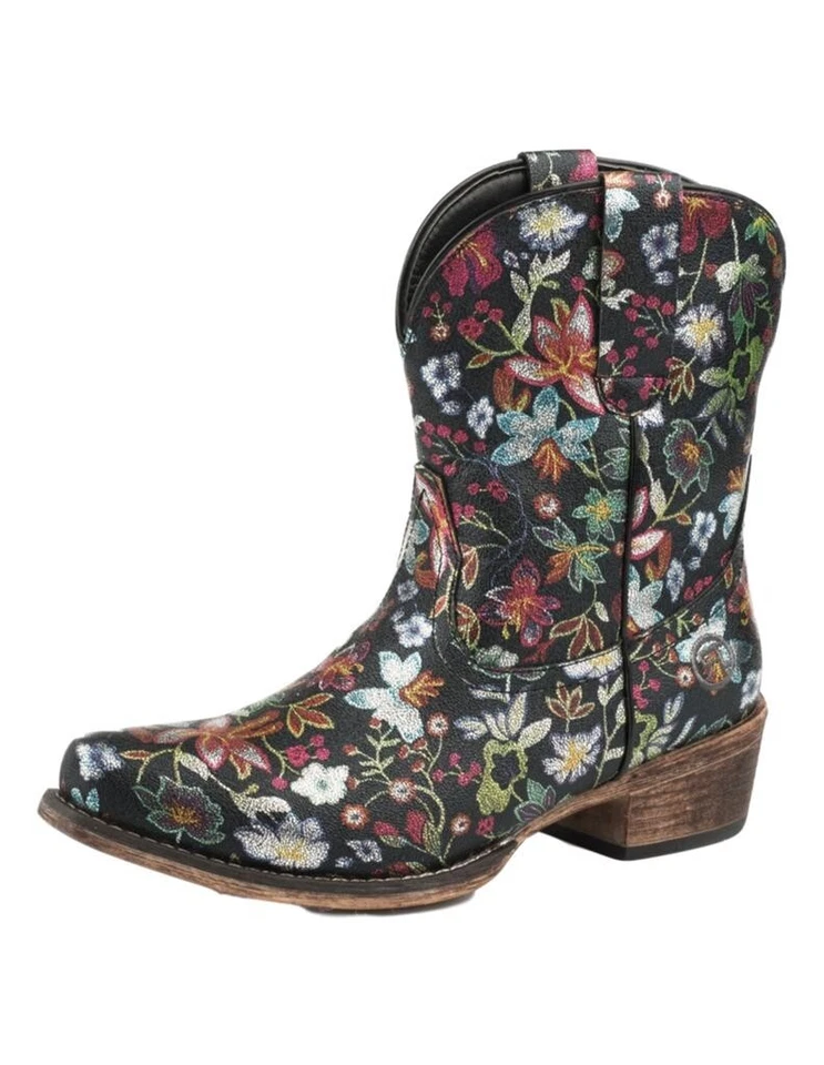 Roper Western Boots Womens Ingrid 7" 6.5 B Black 09-021-1567-1637 BL