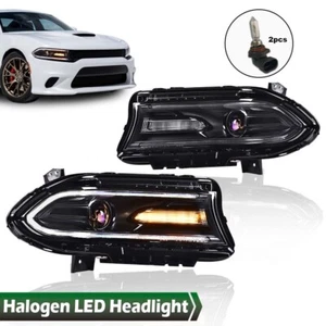 Fit For Dodge Charger 2015-2022 Projector Headlights LED DRL Halogen Lamps Pair - Picture 1 of 10