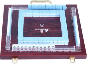 Miniature Chinese Mahjong Game Set with Foldable Table 144 Mini-Tiles, Case, and - Picture 1 of 7