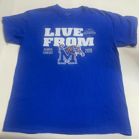 University of Memphis Tigers Shirt Adult Large Blue Go Tigers Men's 6551 Cover