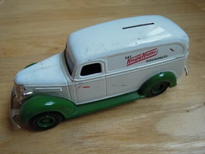 ERTL Die Cast 1938 Chevy Panel Truck Krispy Kreme Coin Piggy Bank White Green - Picture 1 of 7