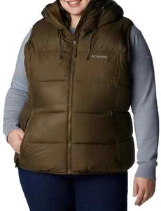 Nuevo Chaleco Para Mujer L Columbia Pike Lake II Puffer Aislado Con Capucha Cremallera Completa Oliva - Imagen 1 de 2