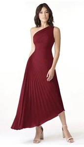 Azazie Atelier Size 2 Burgundy A-Line One Shoulder Long Chiffon Dress - Picture 1 of 15