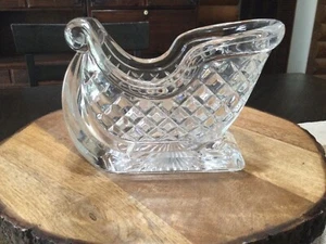 1996 International Silver Co 24% Lead Crystal Christmas Sled Candy Dish VTG - Picture 1 of 4