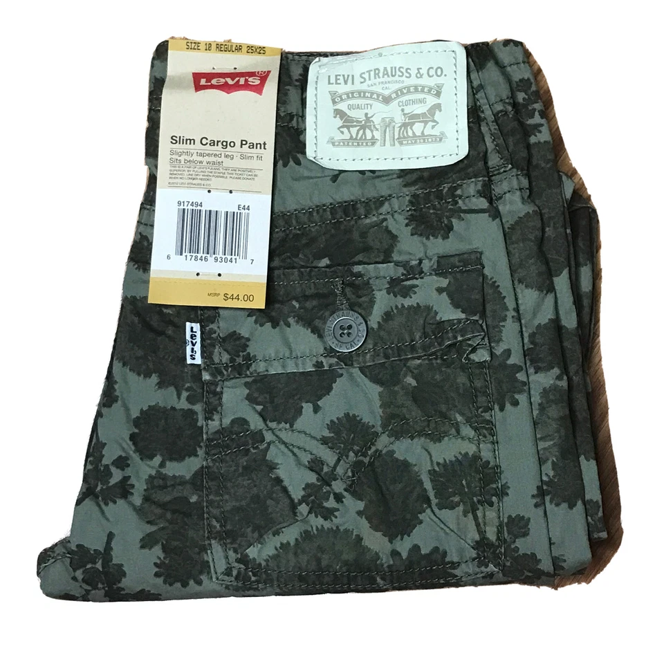 Levis Pants Kids 10 Regular 25X25 Green Flora 511 Slim Cargo Tapered Leg NWT - Image 1 of 4