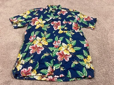 Polo Ralph Lauren 海军蓝 黄色 绿色 花卉 夏威夷 夏威夷衬衫 XLT — 第 1/3 张图片