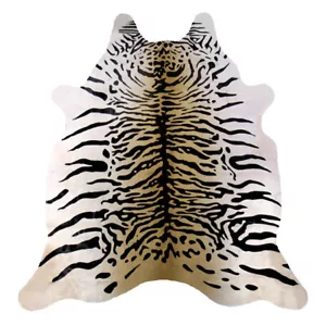 Tappeto in vera pelle di mucca 8x7 piedi stampa TIGRE DEL BENGAL capelli naturali stampati mucca nascondi zebra - Foto 1 di 3