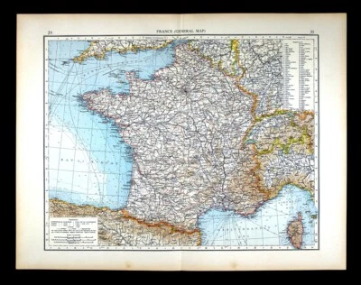 1900 Times Map Francia París Le Havre Marsella Laon Suiza Zurich Ginebra Foto 1 de 4