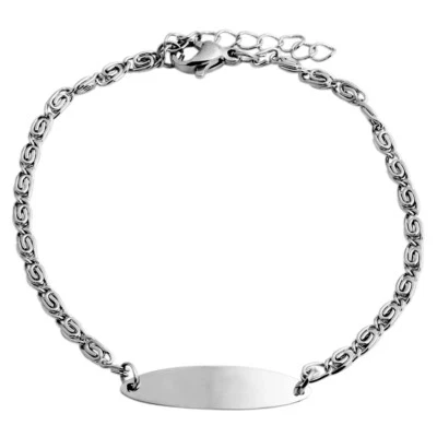 Edelstahl Armband Schildarmband mit Gravurplatte 18 + 3 cm - ohne Gravur - NEU - Bild 1 von 4