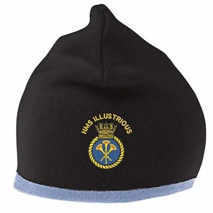OFFIZIELLE HMS Illustrious Beanie Mütze mit gesticktem Logo - Bild 1 von 7